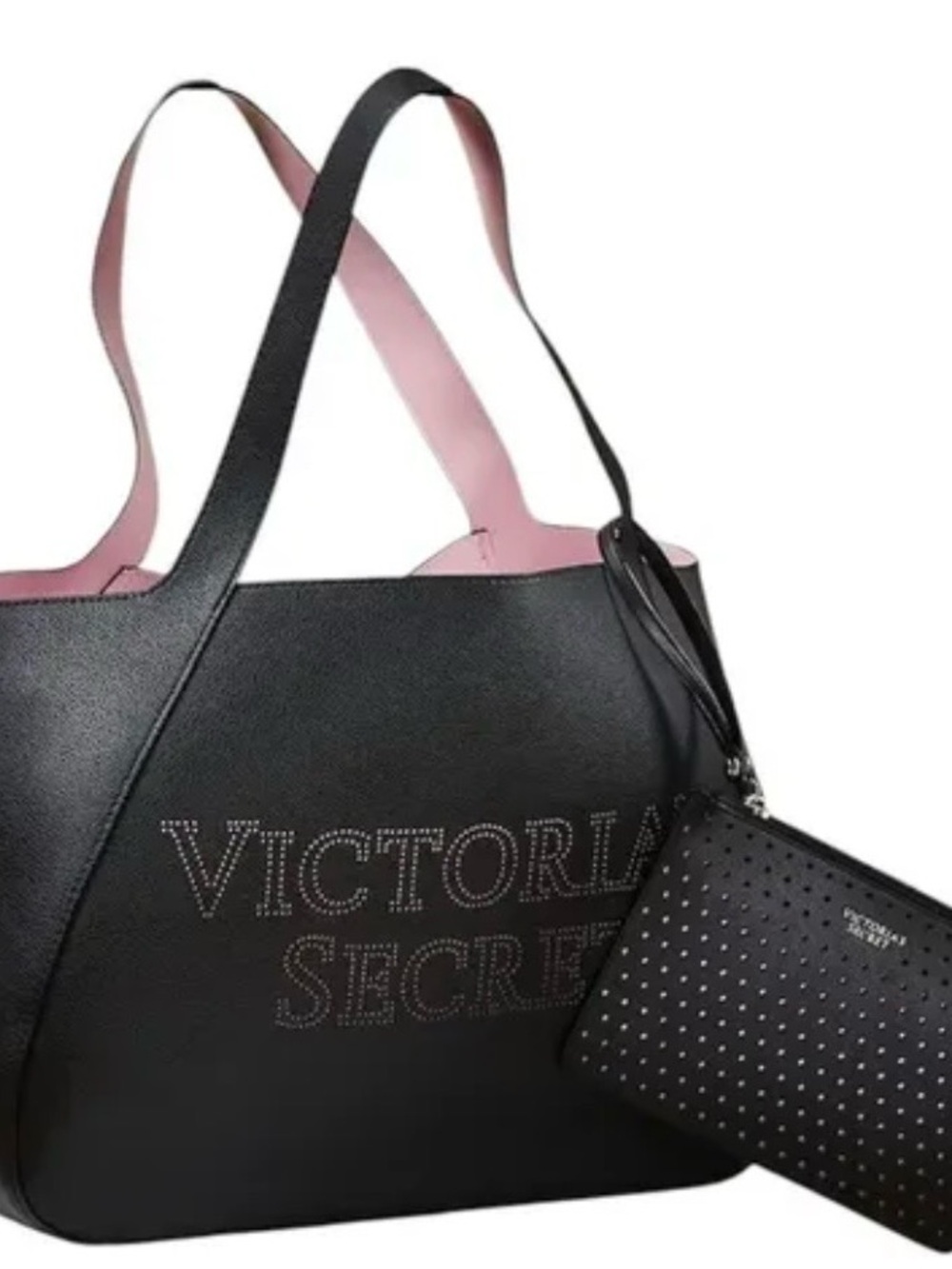NWT Victoria's Secret Black & Pink Tote with Wristlet